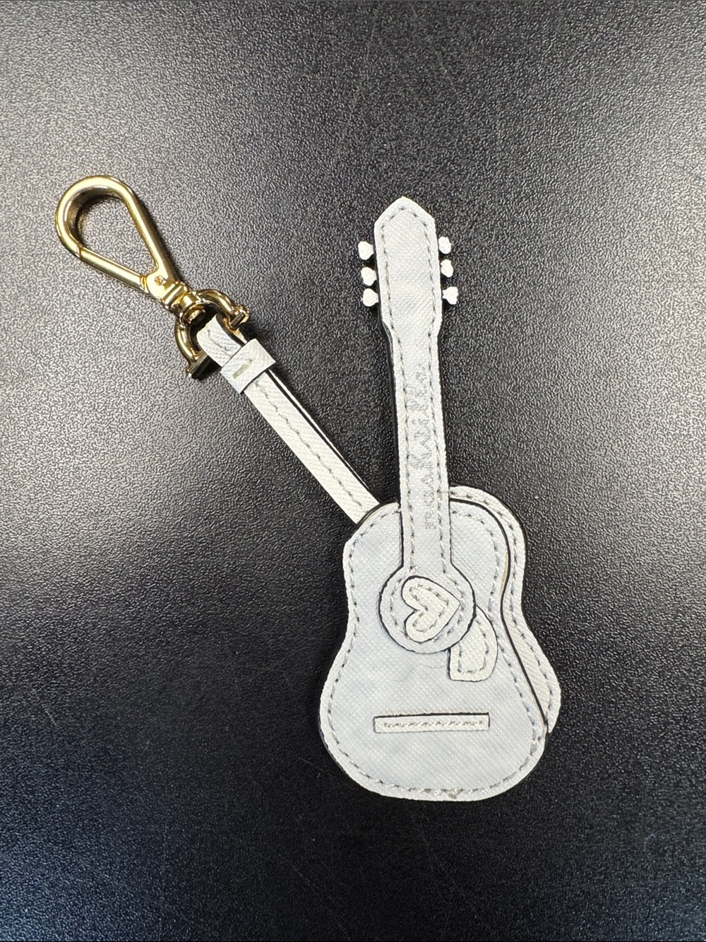 Draper James White Guitar-Shaped Key & Card Holder with Gold Hardware